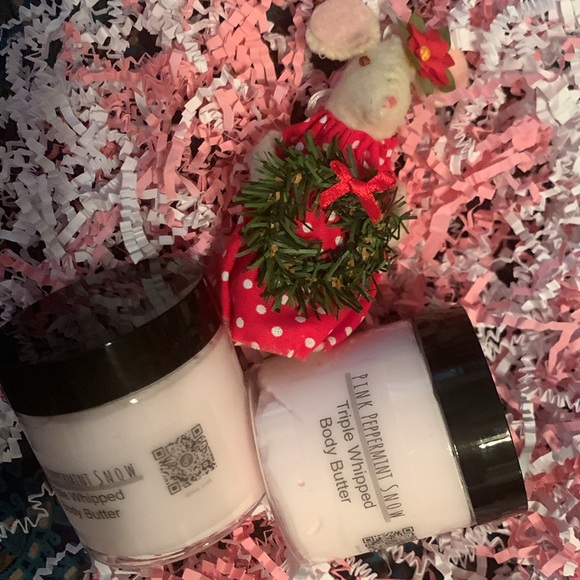 Handcrafted Pink Peppermint Snow Triple Whipped Body Butter Made Small Batches - Picture 14 of 15